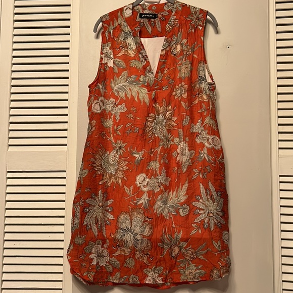 This is a Beautiful floral🌼 orange and white  print, midi dress size XL - Picture 5 of 11